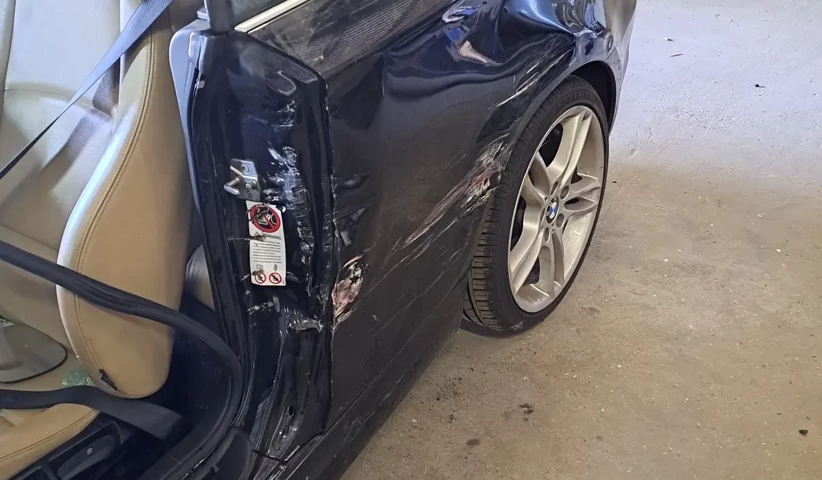 Black BMW Convertible Damaged